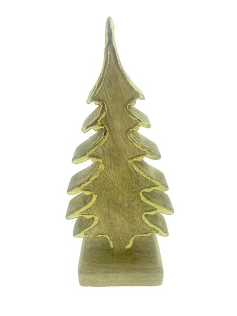 B tree wood gold H22x9x5cm